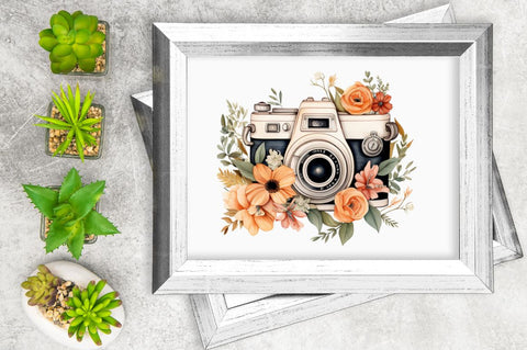 Floral Vintage Camera Clipart Bundle Sublimation Regulrcrative 