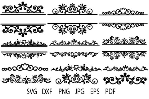Floral Vintage Frames, Ornamental Split Frame SVG, Flourish SVG Yuliya 