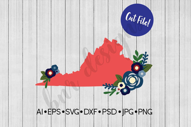Floral Virginia SVG SVG BNRDesignShop 