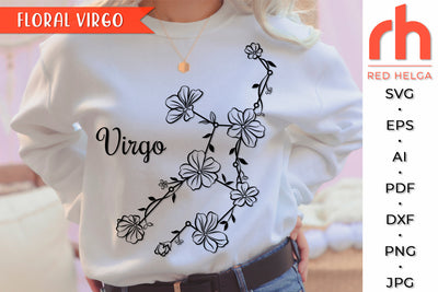 Floral Virgo SVG - Flower Zodiac Cut File SVG RedHelgaArt 