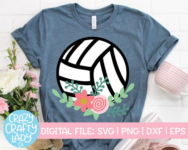 Floral Volleyball | Sports SVG Cut File SVG Crazy Crafty Lady Co. 