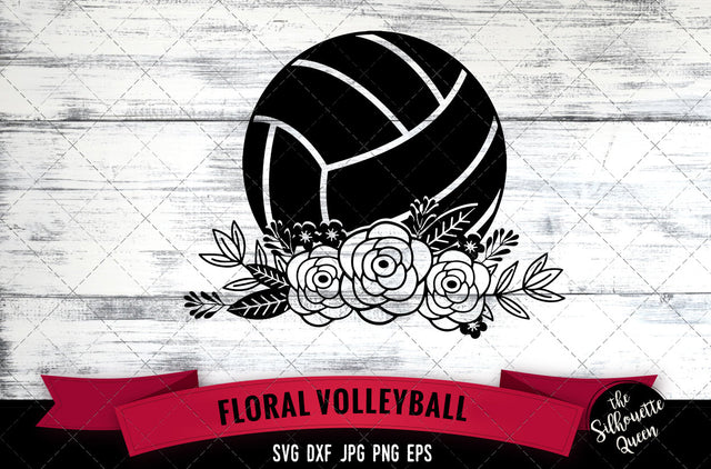 Floral Volleyball Vector Silhouette File SVG Loveleen Kaur 