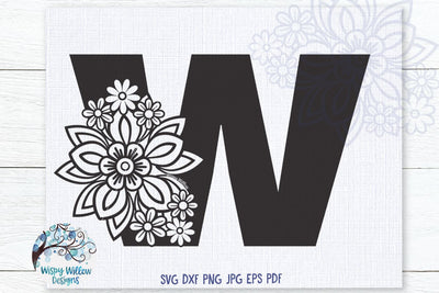 Floral W SVG SVG Wispy Willow Designs 