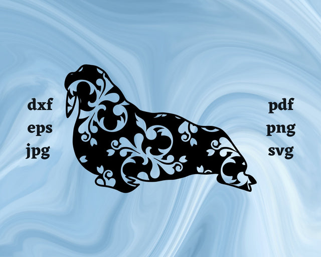 Floral Walrus SVG Cut File SVG Northern Light SVG 