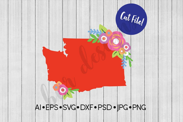 Floral Washington SVG SVG BNRDesignShop 