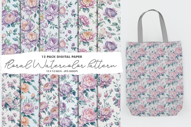 Floral Watercolor Digital Paper Seamless Pattern Digital Pattern artnoy 