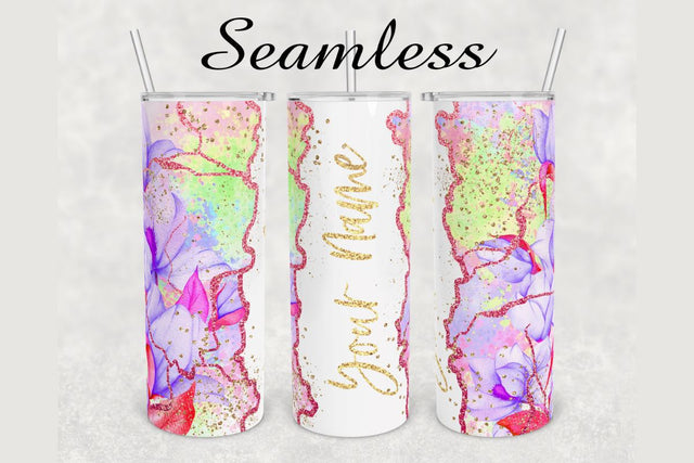 Floral Watercolor Glitter Marble Tumbler sublimation design 20 oz skinny tumbler wrap Sublimation BambinaCreations 