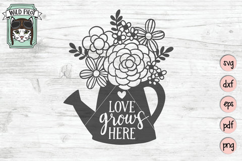 Floral Watering Can SVG Cut File SVG Wild Pilot 