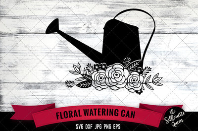 Floral Watering Can Vector Silhouette File SVG Loveleen Kaur 