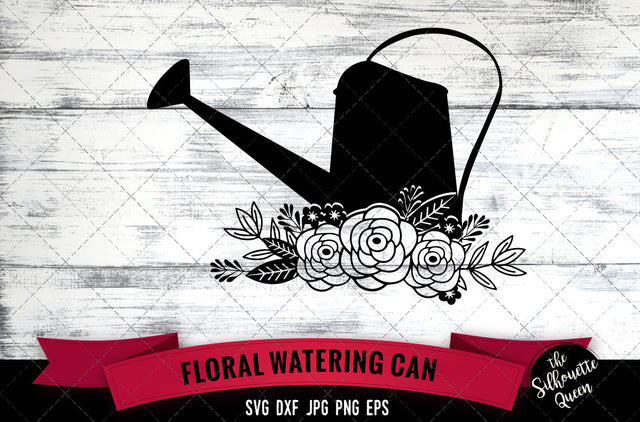 Floral Watering Can Vector Silhouette File SVG Loveleen Kaur 