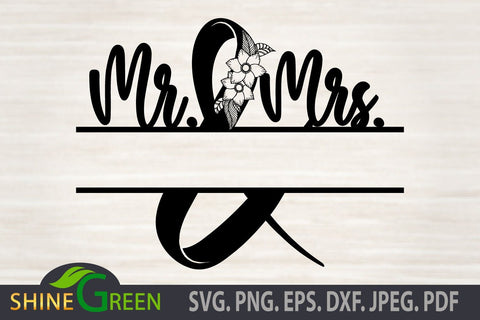 Floral Wedding Monogram SVG - Mr and Mrs - Family Monogram Frame SVG Shine Green Art 