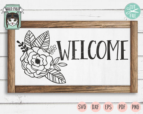 Floral Welcome Sign SVG Cut File SVG Wild Pilot 