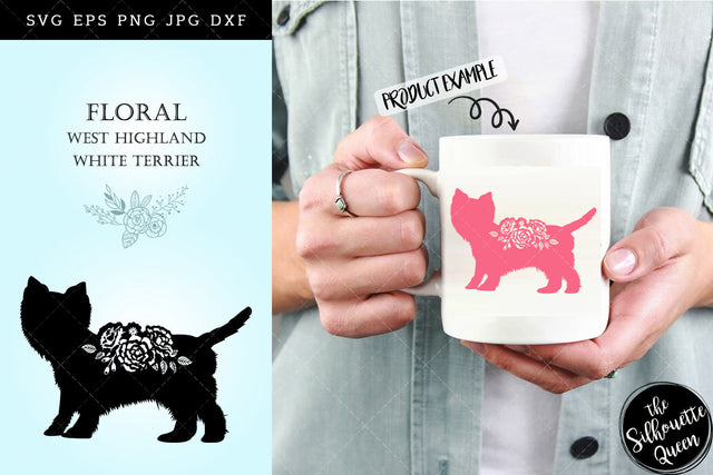 Floral West Highland White Terrier Dog svg file for cricut, for silhouette, cut eps, cutting png, cuttable dxf, Instant Download design SVG Loveleen Kaur 