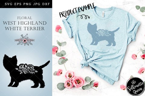 Floral West Highland White Terrier Dog svg file for cricut, for silhouette, cut eps, cutting png, cuttable dxf, Instant Download design SVG Loveleen Kaur 