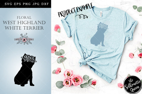 Floral West Highland White Terrier Dog svg file for cricut, for silhouette, cut eps, cutting png, cuttable dxf, Instant Download design SVG Loveleen Kaur 