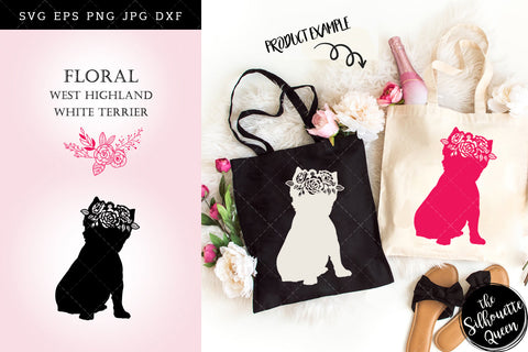 Floral West Highland White Terrier Dog svg file for cricut, for silhouette, cut eps, cutting png, cuttable dxf, Instant Download design SVG Loveleen Kaur 