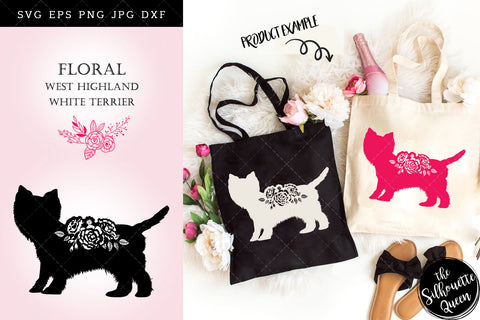 Floral West Highland White Terrier Dog svg file for cricut, for silhouette, cut eps, cutting png, cuttable dxf, Instant Download design SVG Loveleen Kaur 