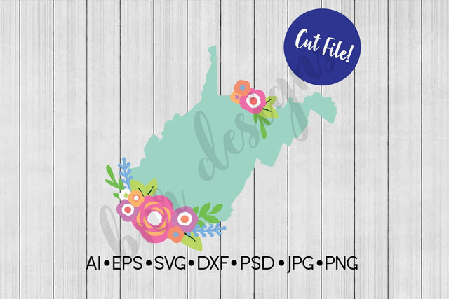 Floral West Virginia SVG SVG BNRDesignShop 