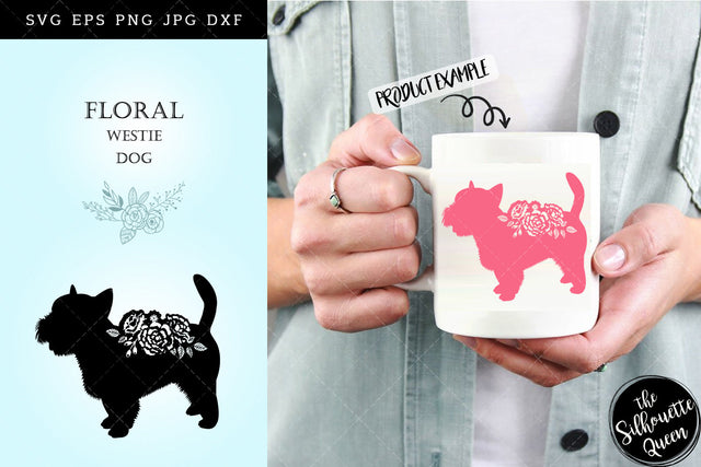 Floral Westie Dog svg file for cricut, for silhouette, cut eps, cutting png, cuttable dxf, Instant Download design SVG Loveleen Kaur 