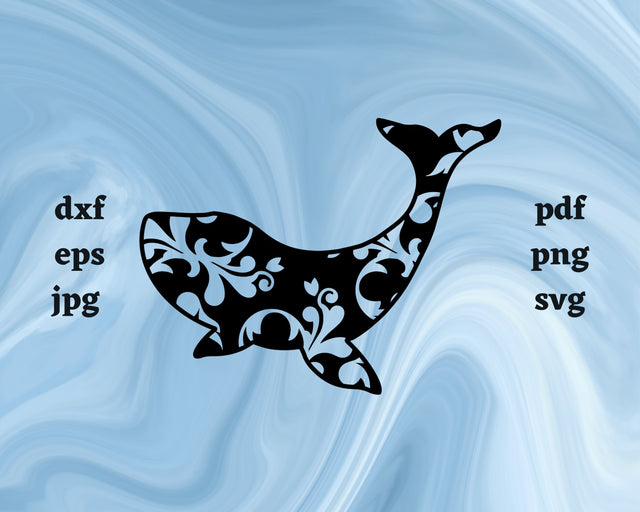 Floral Whale SVG Cut File SVG Northern Light SVG 
