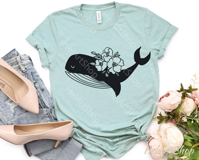 Floral Whale SVG, Sea Animals Svg SVG _HelArtShop_ 