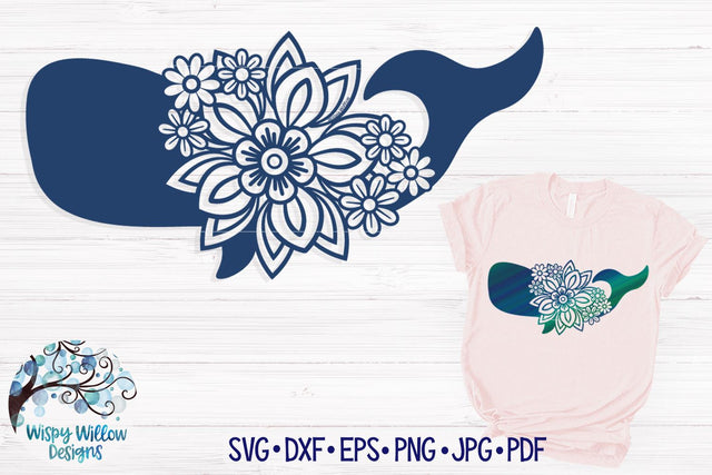 Floral Whale SVG SVG Wispy Willow Designs 