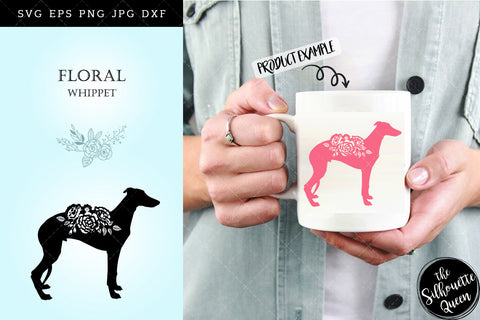 Floral Whippet Dog svg file for cricut, for silhouette, cut eps, cutting png, cuttable dxf, Instant Download design SVG Loveleen Kaur 