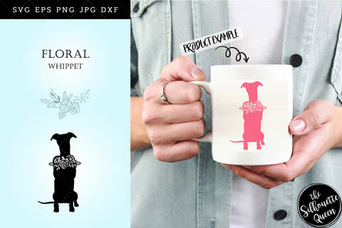 Floral Whippet Dog svg file for cricut, for silhouette, cut eps, cutting png, cuttable dxf, Instant Download design SVG Loveleen Kaur 