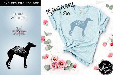 Floral Whippet Dog svg file for cricut, for silhouette, cut eps, cutting png, cuttable dxf, Instant Download design SVG Loveleen Kaur 