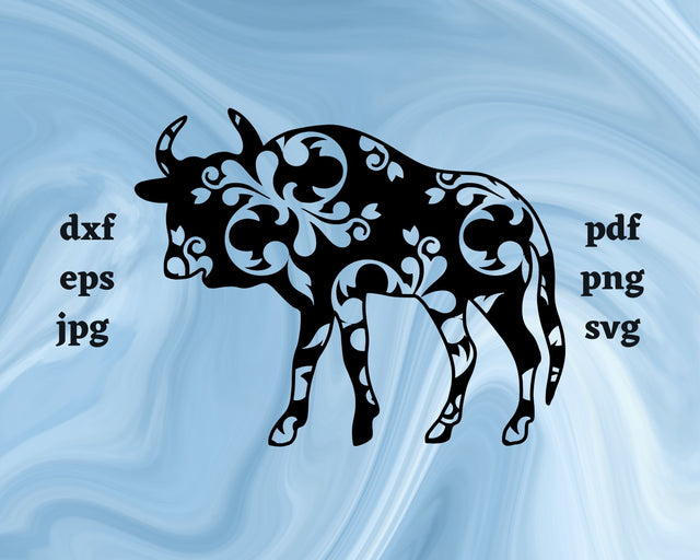 Floral Wildebeest SVG Cut File SVG Northern Light SVG 
