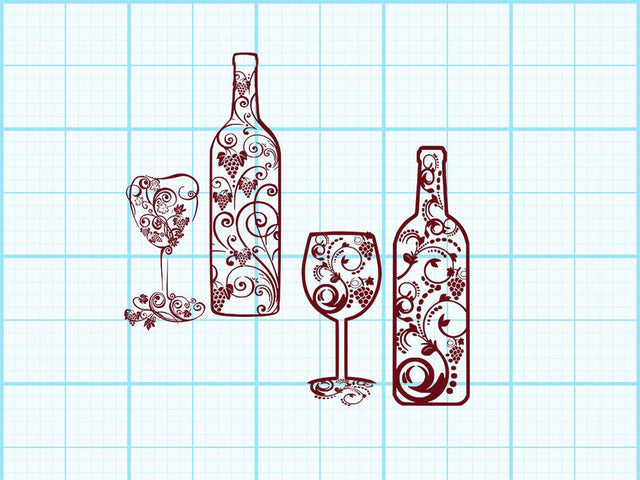 Floral Wine Graphs SVG pack SVG Johan Ru designs 