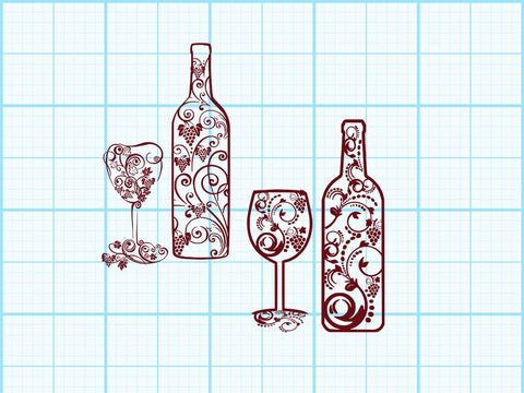Floral Wine Graphs SVG pack SVG Johan Ru designs 