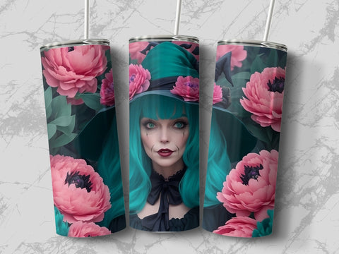 Floral Witch Tumbler wrap Sublimation Luvleigh Digitals 