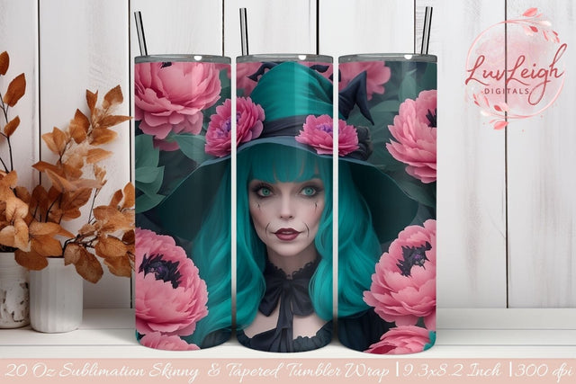 Floral Witch Tumbler wrap Sublimation Luvleigh Digitals 