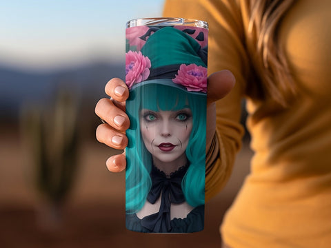 Floral Witch Tumbler wrap Sublimation Luvleigh Digitals 