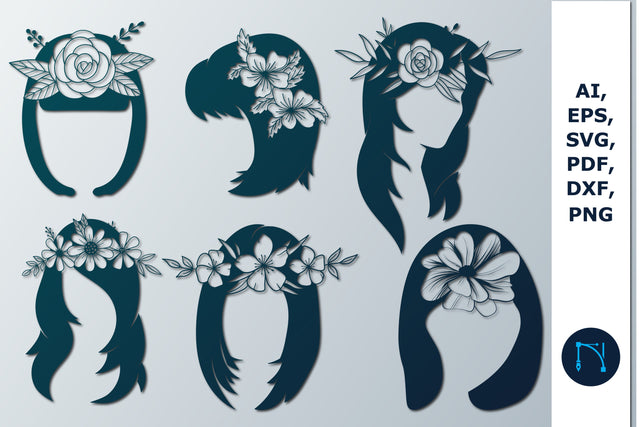 floral Woman Hairstyle SVG bundle SVG MD JOYNAL ABDIN 