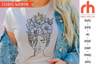 Floral Woman SVG - Flower Head Cut File SVG RedHelgaArt 
