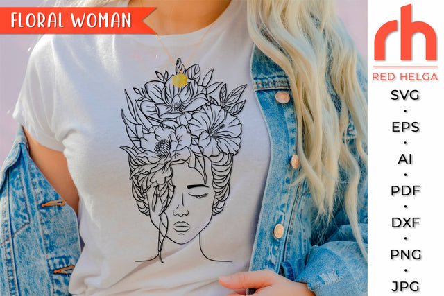 Floral Woman SVG - Flower Head Cut File SVG RedHelgaArt 