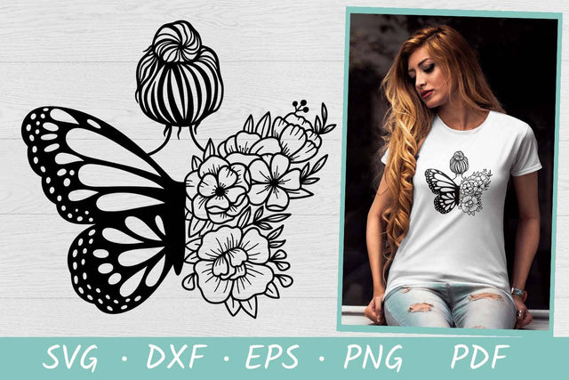 Floral Woman SVG| Mothers Day SVG | Floral Butterfly SVG SVG Irina Ostapenko 