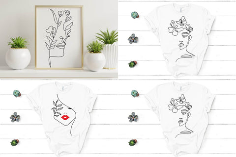 Floral women line art svgs, floral girl line art svgs SVG Paper Switch 