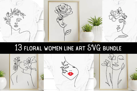 Floral women line art svgs, floral girl line art svgs SVG Paper Switch 