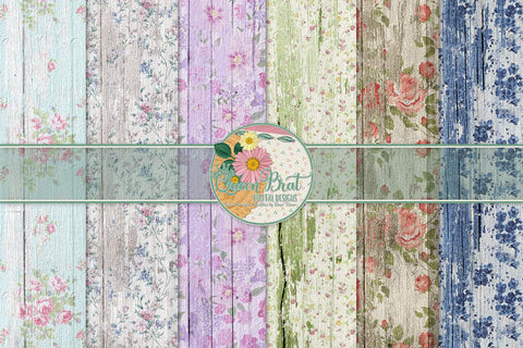 Floral Wood Background Pack 1 Digital Pattern QueenBrat Digital Designs 