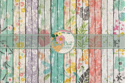 Floral Wood Background Pack 2 Digital Pattern QueenBrat Digital Designs 