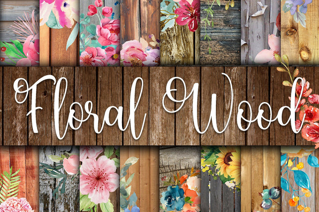 Floral Wood Digital Papers SVG Old Market 