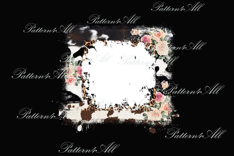 Floral Wooden Frame,Leopard Cowhide PNG Sublimation Designs Shabby Distressed Rustic Cow Spots Leopard Background PNG, Digital Download Sketch DESIGN ArtStudio 