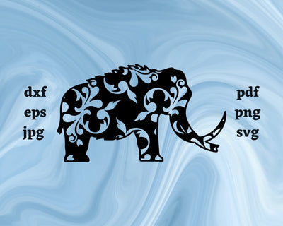 Floral Wooly Mammoth SVG Cut File SVG Northern Light SVG 