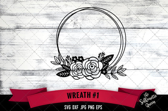 Floral Wreath 1 Vector Silhouette File SVG Loveleen Kaur 
