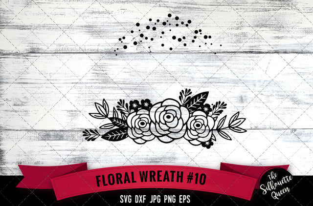 Floral Wreath 10 Vector Silhouette File SVG Loveleen Kaur 
