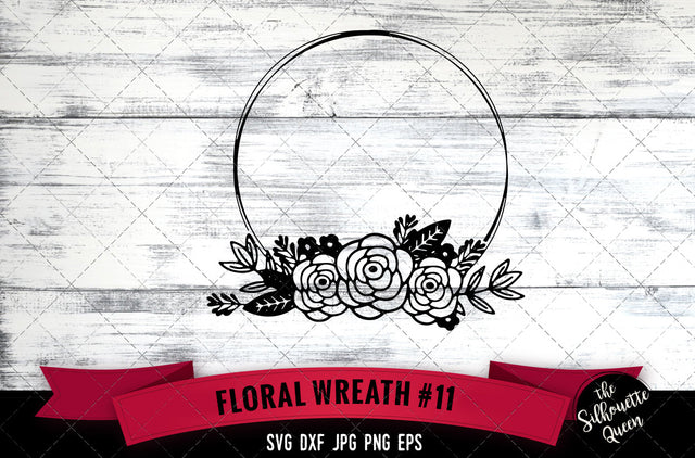 Floral Wreath 11 Vector Silhouette File SVG Loveleen Kaur 