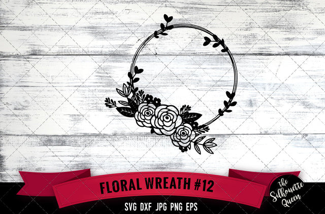 Floral Wreath 12 Vector Silhouette File SVG Loveleen Kaur 